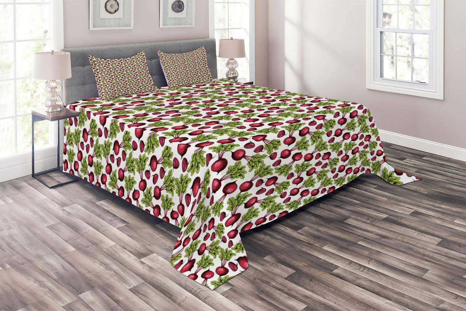 3-Piece King Size Comforter Set - All Season Beetroot Print Duvet Cover | Machine Washable Bedding with Hand-Drawn Vegetable Sketch | Perfect for Modern Bedrooms, Guest Rooms & Farmhouse Decor