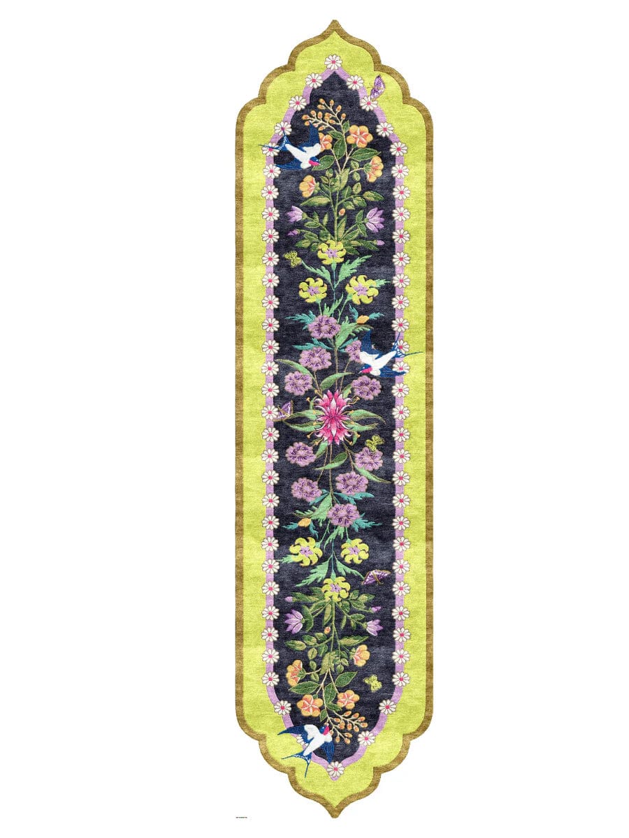 300x76cm Hand Tufted Mughal Flower Runner Rug - Luxury Persian Style Carpet for Hallway, Dining Room & Bedroom Decor