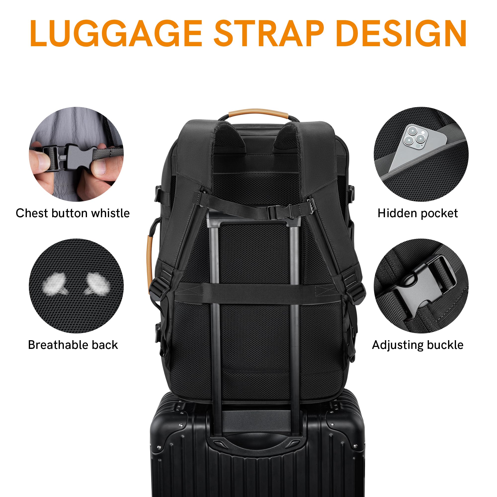 VGOAL 40L Expandable Carry On Backpack - TSA Approved Flight Travel Backpack with 4 Packing Cubes | Perfect for Business Trips, Weekend Getaways & Airplane Travel