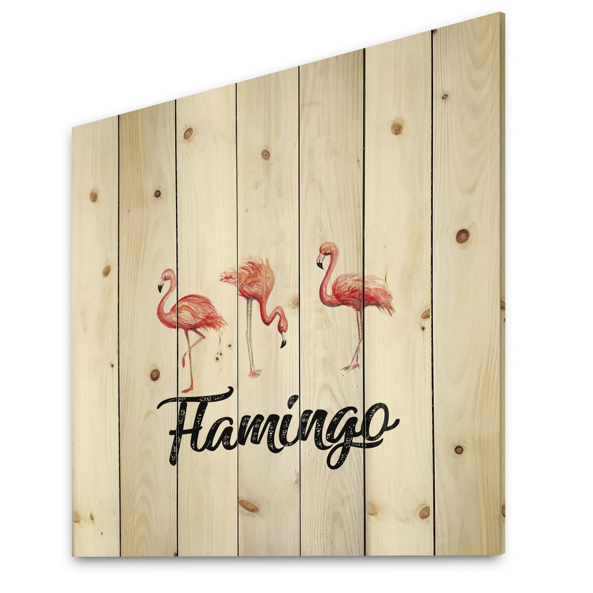 Three Flamingos Farmhouse Wood Wall Decor - Large Rustic Red Wood Wall Art with Animal Prints, Handcrafted Pine Wood Panels for Living Room, Bedroom & Cabin Decor