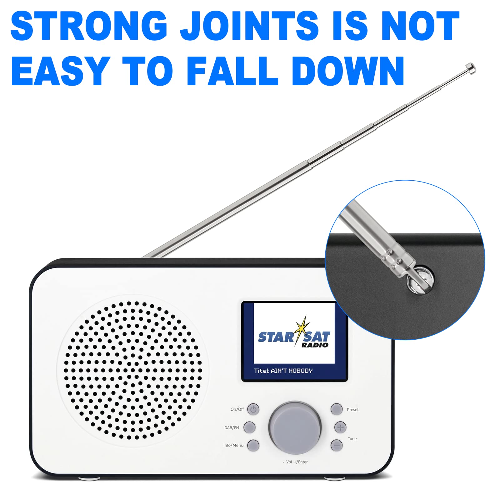 Bingfu 6-Section Telescopic FM/DAB/DVB-T Antenna - 2 Pack for Enhanced FM/VHF/UHF/Digital Radio & TV Reception - Perfect for Home, Car, and Portable Radio Use