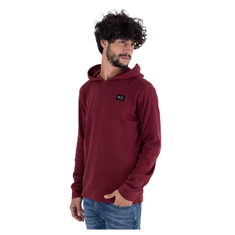 Hurley Men's Waffle Hoodie - Soft Fleece-Lined Pullover Sweatshirt for Casual Wear & Outdoor Activities
