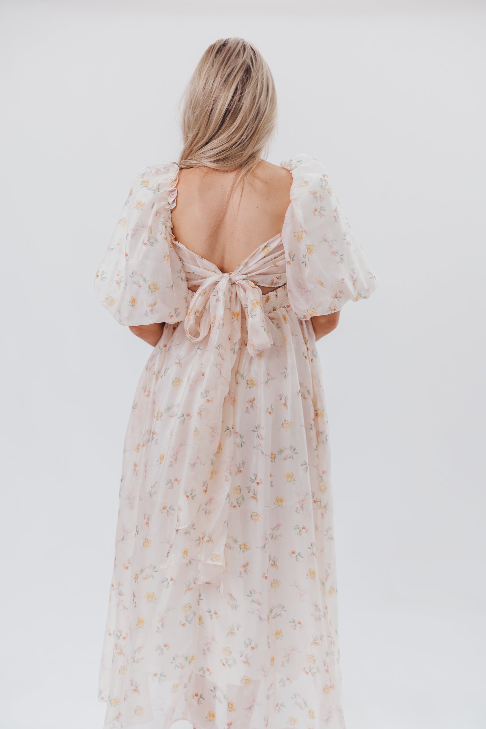 Melody Maxi Dress with Pleats & Bow Detail - Yellow Rose Floral Print | Bump Friendly Maternity Dress | Inclusive Sizing S-3XL | Perfect for Weddings, Baby Showers & Summer Vacations