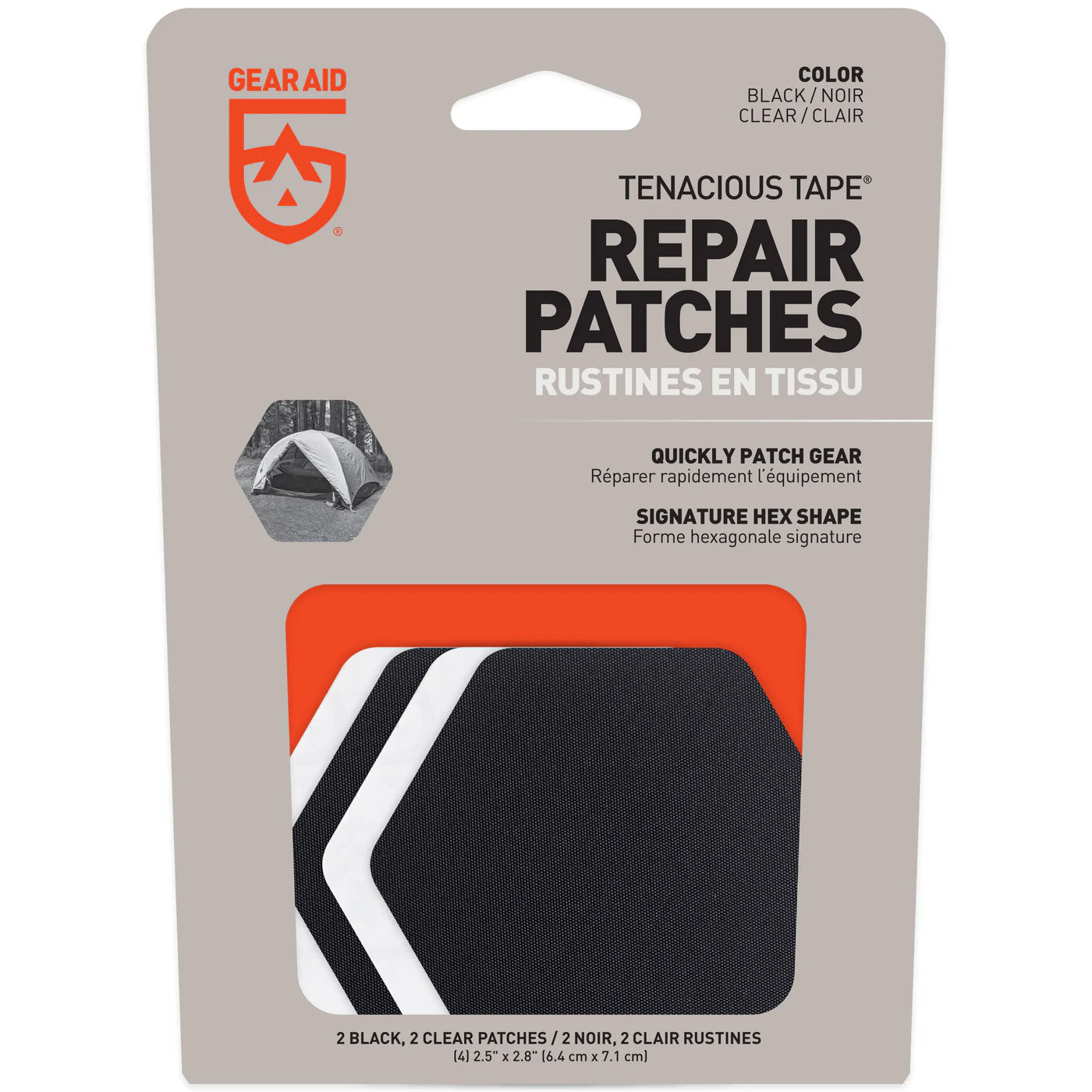 Gear Aid Tenacious Tape Hex Patches - Durable Fabric Repair for Outdoor Gear, Tents, Jackets & Sleeping Bags - Perfect for Camping, Hiking & Backpacking Adventures