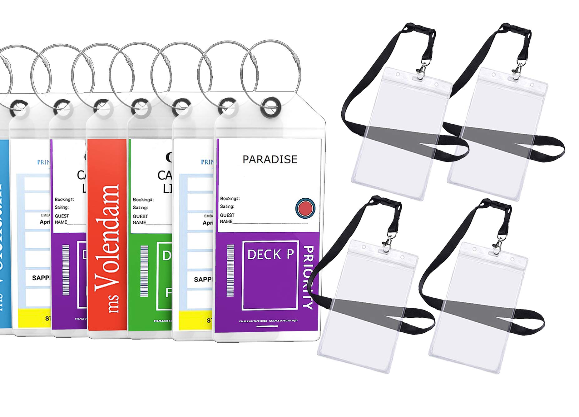 Highwind Cruise Luggage Tags for Suitcases - 8 Pack with 4 ID Holders | Waterproof Durable Travel Tags Compatible with Celebrity Cruise, Royal Caribbean & More | Perfect for Cruise Vacations, Business Trips & Family Travel