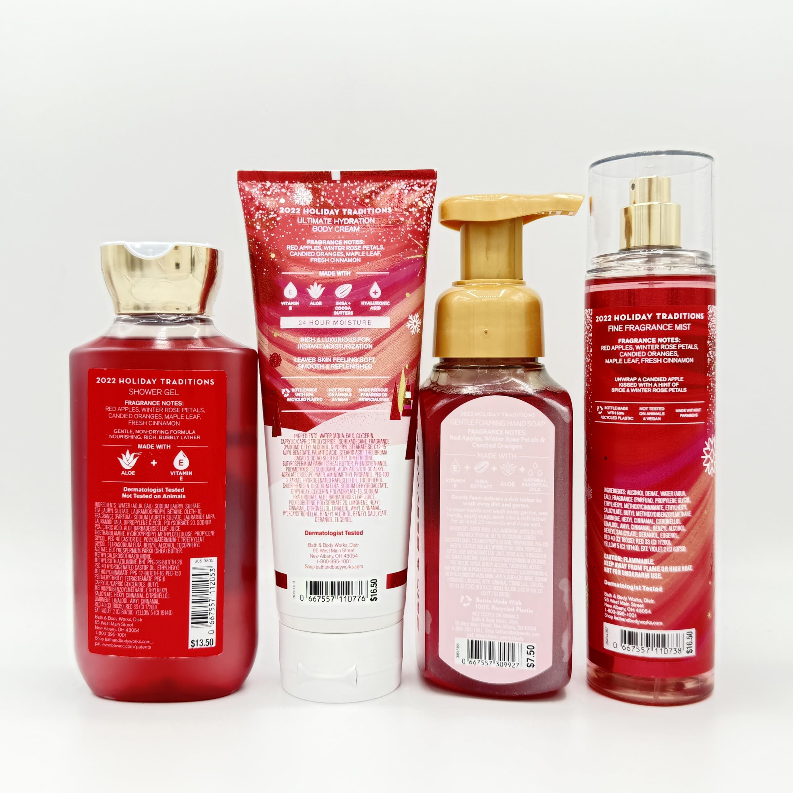 Winter Candy Apple 4-Piece Bath & Body Gift Set - Shower Gel, Hydrating Body Lotion, Foaming Hand Soap & Fragrance Mist | Perfect for Holiday Gifts, Self-Care Pampering & Cozy Winter Evenings