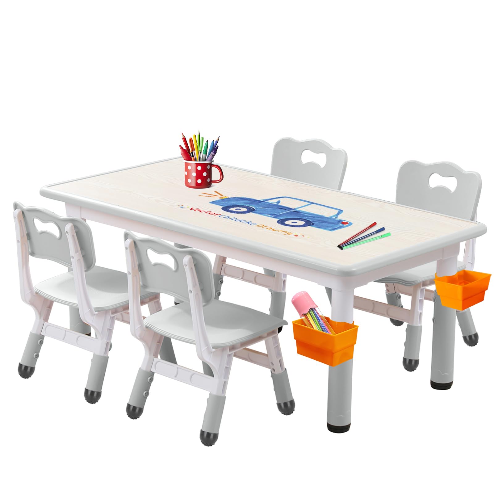 **Kids Table and Chair Set - Adjustable Height, Non-Slip Legs & Graffiti-Proof Desktop - Perfect for Toddlers & Children Ages 3-12 - Ideal for Playroom, Homeschooling & Arts & Crafts**