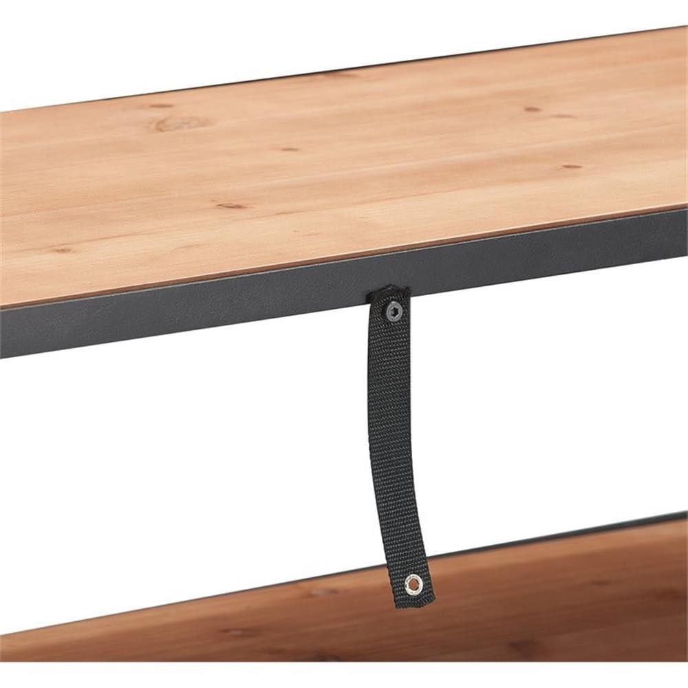 Serta Overland 3-Tier Media Shelf Table - Rustic Wood & Black Metal TV Stand Console for Flat Screen TVs up to 64