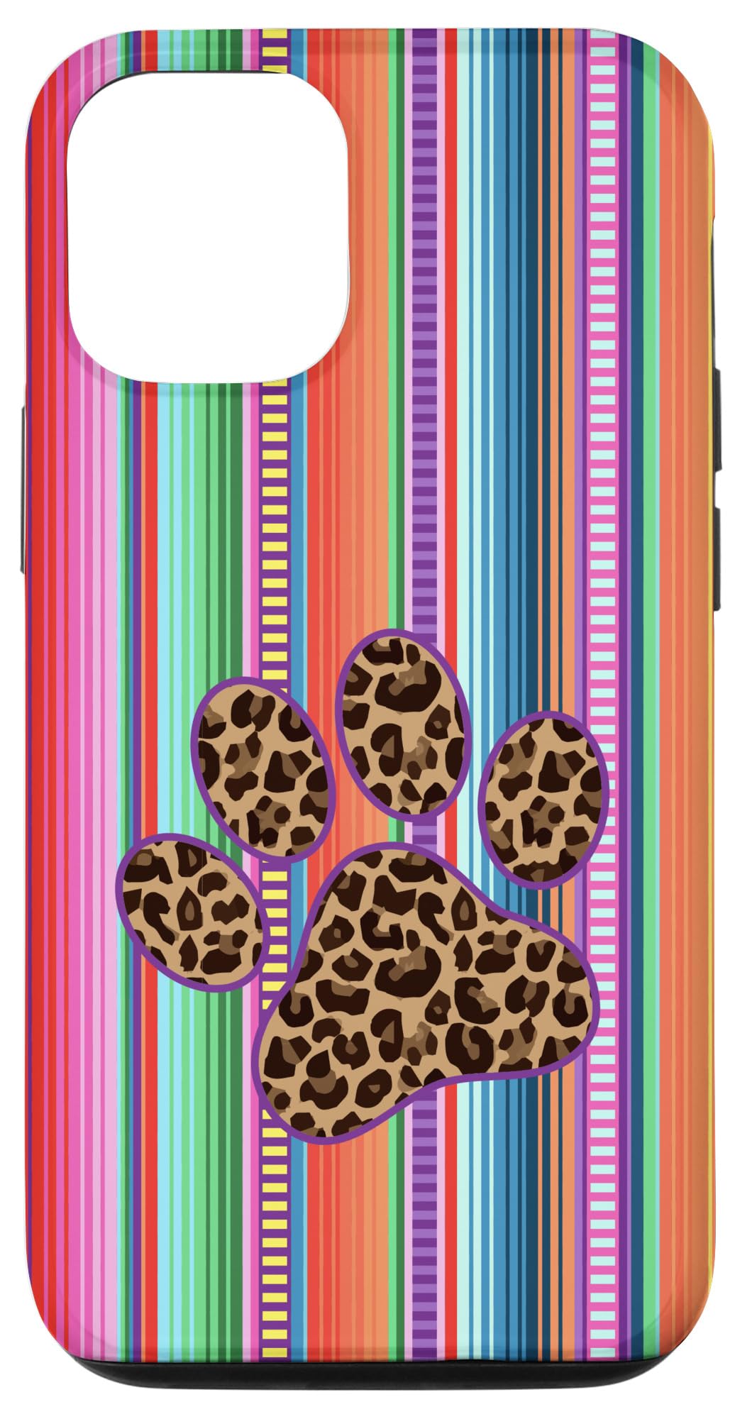 iPhone 12/12 Pro Case - Cute Animal Print Design with Dog, Cat, Paw, Leopard & Cheetah Patterns - Mexican Serape Style Phone Cover for Women & Men - Perfect for Daily Use, Travel & Fashion Accessories