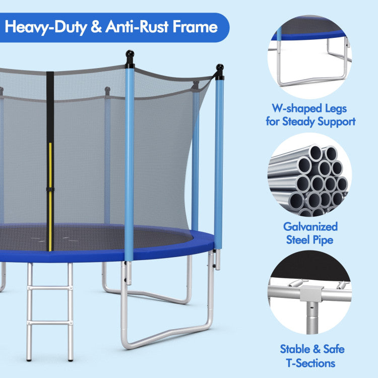 Costway 15ft Trampoline with Enclosure Net & Ladder - Heavy Duty Outdoor Trampoline for Kids & Adults - Perfect for Backyard, Garden, and Outdoor Play