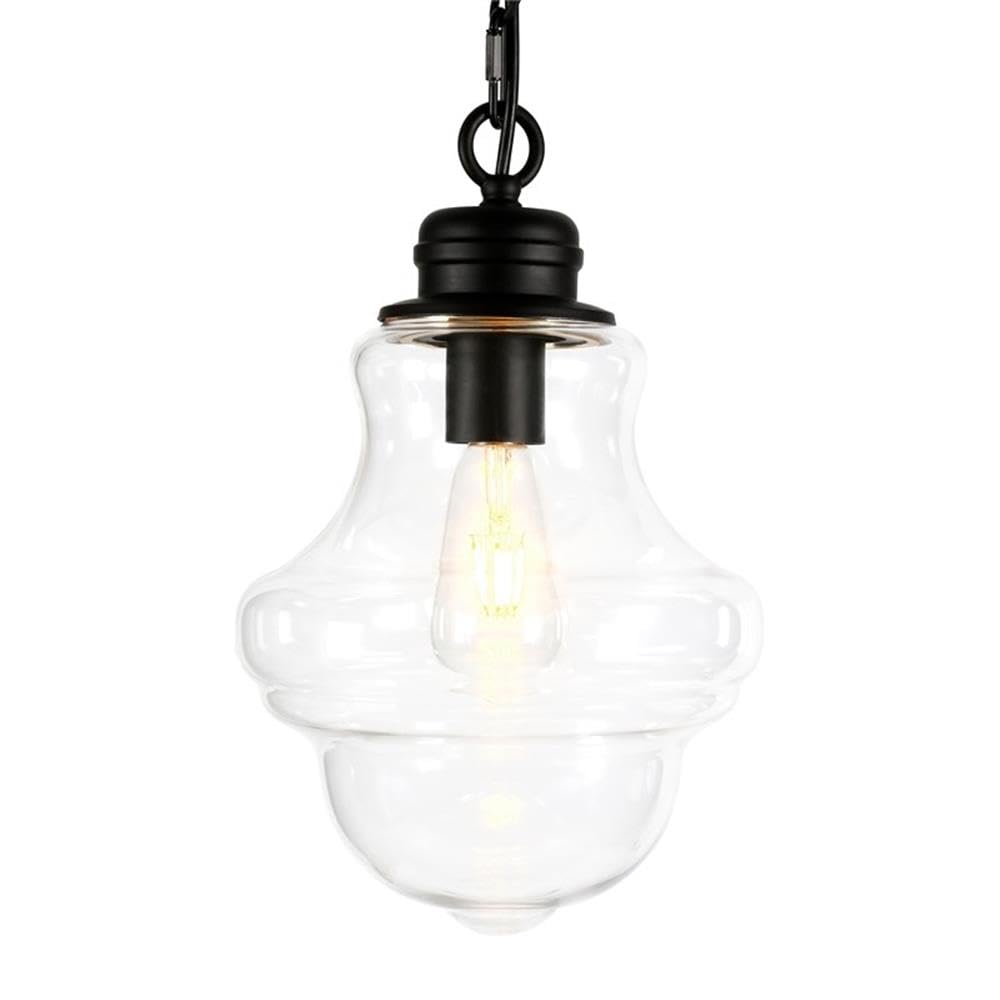 Henn&Hart 9 Inch Blackened Bronze Metal and Glass Pendant Light Fixture - Perfect for Dining Room, Kitchen Island, or Entryway Lighting