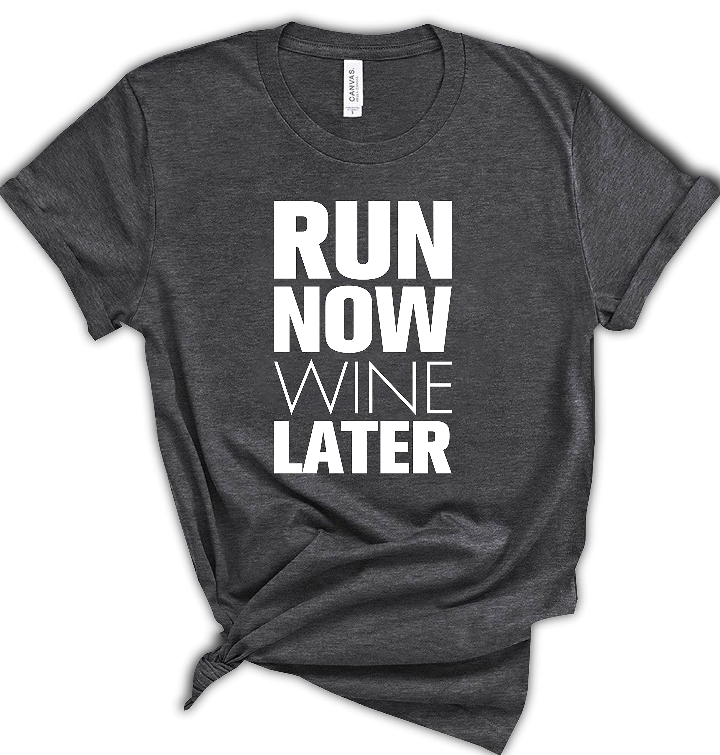 Run Now Wine Later T-Shirt - Funny Gym Motivation Tee for Men & Women - Fitness Workout Graphic Shirt - Perfect Gift for Runners & Wine Lovers - Great for Gym, Workouts, and Casual Wear