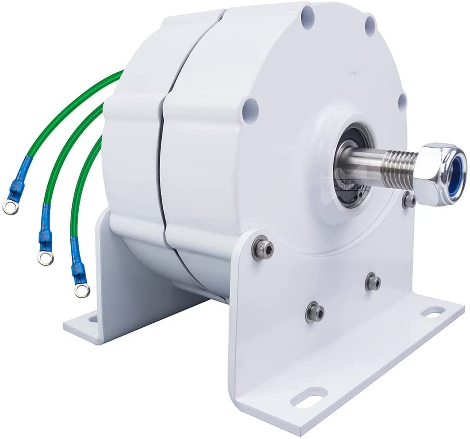 400W 12V-48V Gearless Wind Turbine Generator - 3 Phase AC Permanent Magnet Motor for Vertical/Horizontal Wind Power System - DIY Home, Farm & Off-Grid Renewable Energy Solution (White)