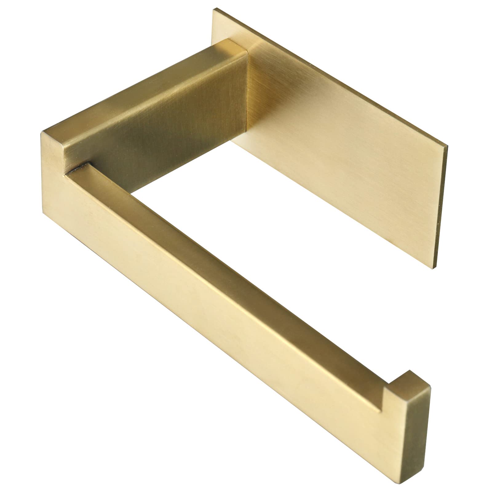 Stainless Steel Self-Adhesive Toilet Paper Holder - No Drilling Rustproof Bathroom Tissue Roll Rack - Easy Install Brushed Gold - Perfect for Home, Office & Bathroom Organization