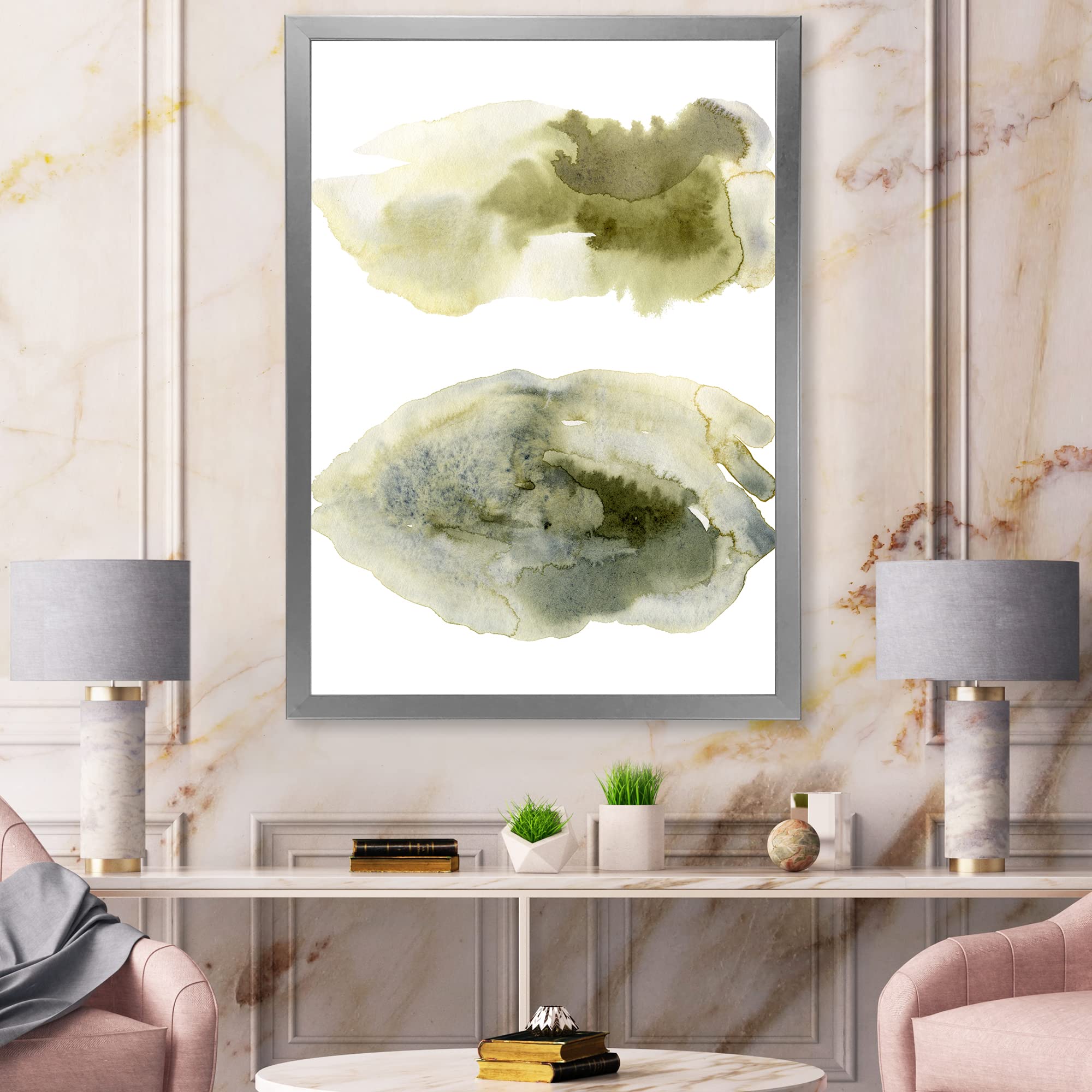 Dark Green Abstract Clouds Framed Wall Art - Modern Home Decor for Living Room, Bedroom & Office