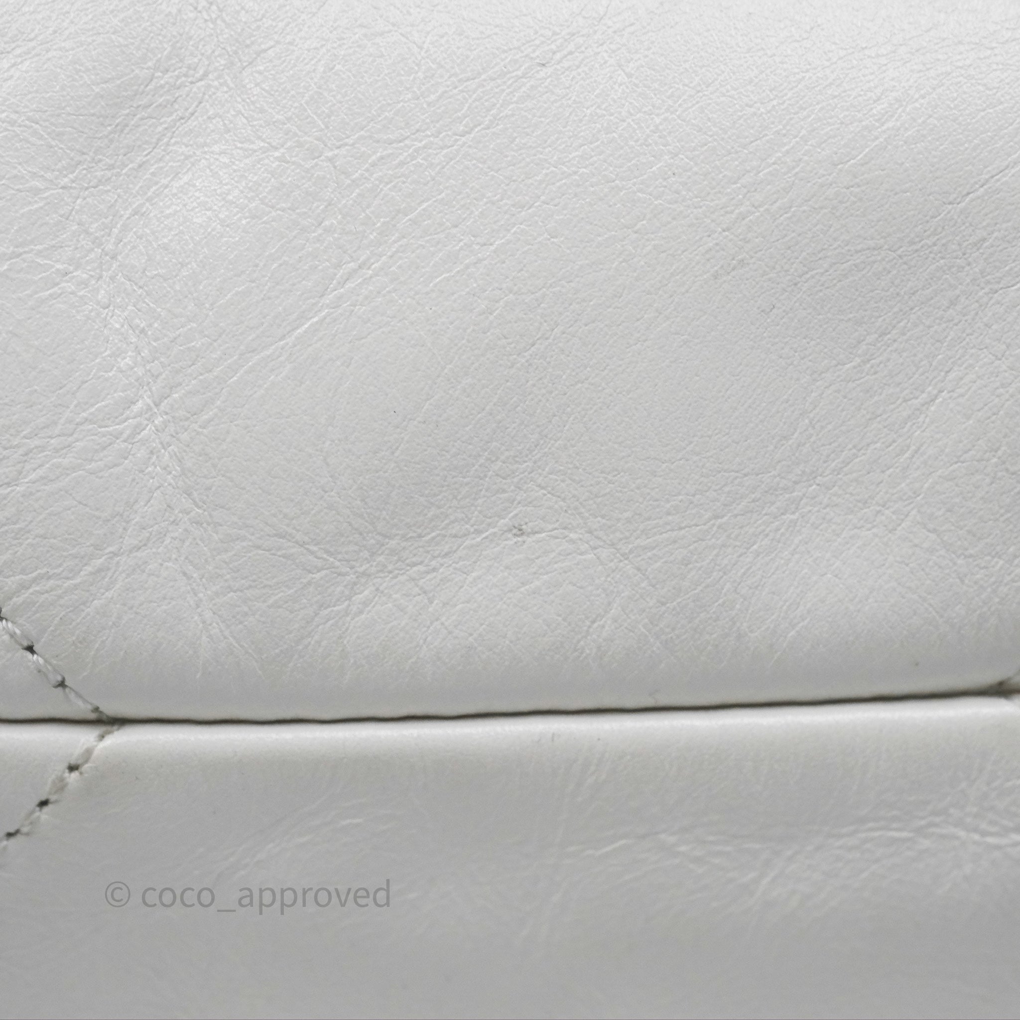 Chanel 22 Small Handbag in White Shiny Calfskin Leather with Aged Gold Hardware - Perfect for Everyday Use, Work & Special Occasions