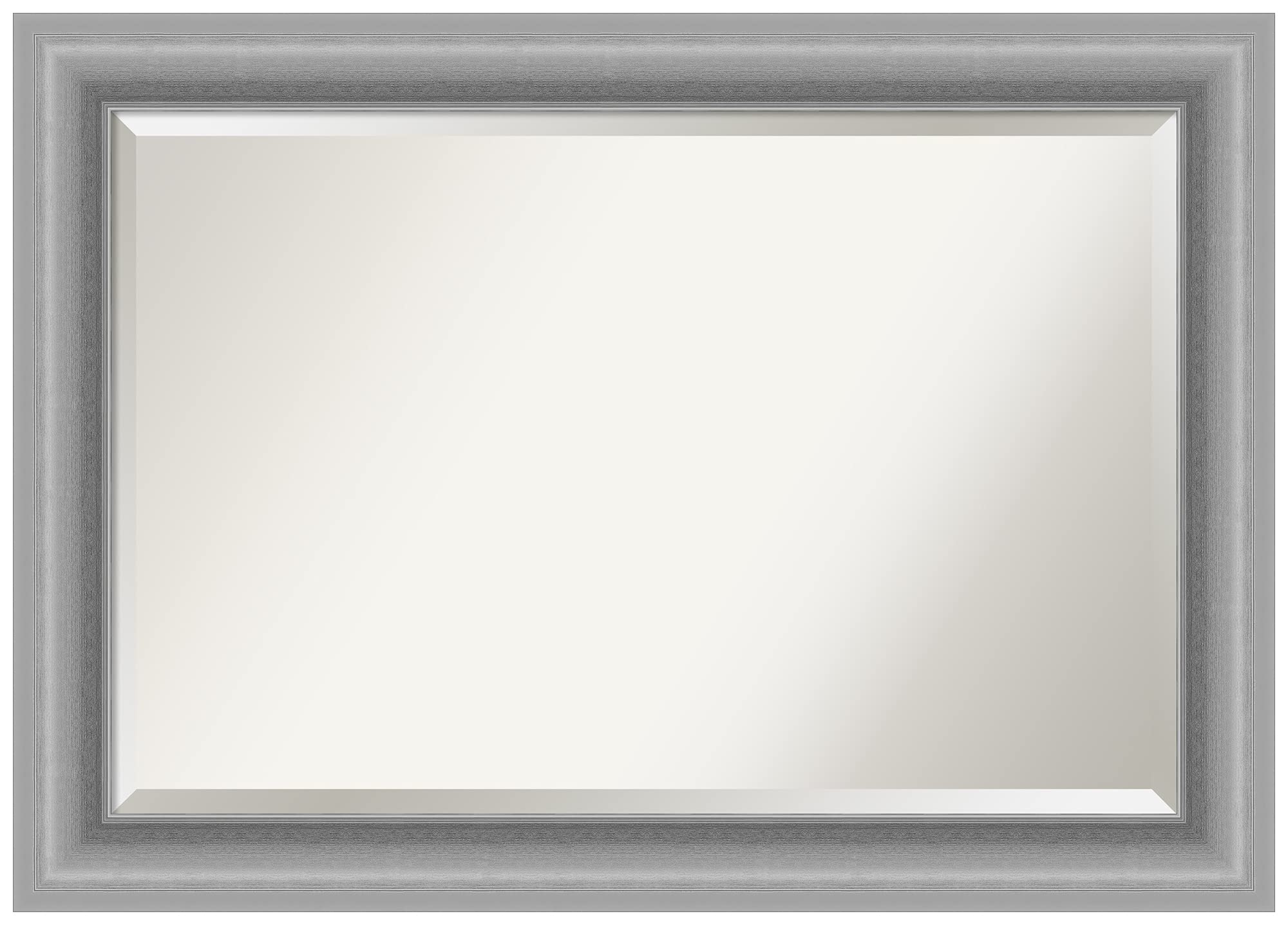 Amanti Art 30x42 Inch Silver Wall Mirror with Polished Nickel Frame - Large Traditional Rectangle Bathroom & Living Room Decor - Horizontal or Vertical Hanging - Beveled Edge Mirror for Vanity, Entryway, and Bedroom Decor