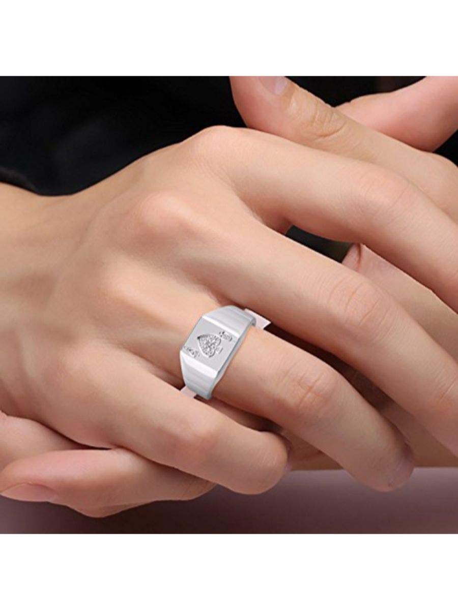 14K White Gold Lucky Ace of Spades Poker Ring with Diamonds - Stylish Designer Gambling Ring for Men (Sizes 6-13) | Perfect Casino Night, Poker Party & Gift for Card Players