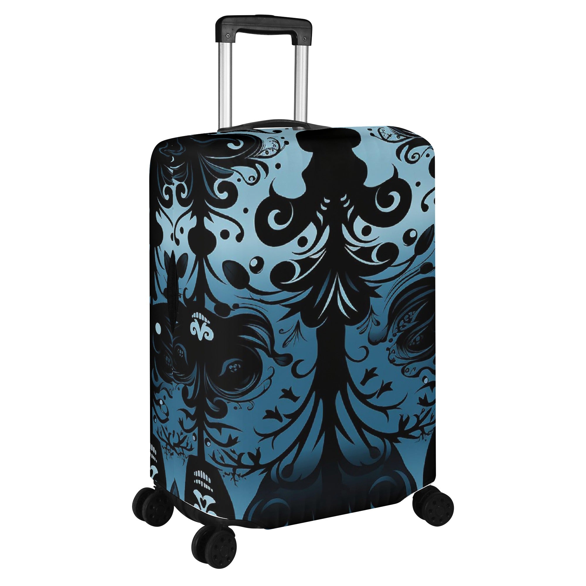 Stylish Gothic Blue Polyester Luggage Cover - Waterproof Travel Suitcase Protector for Airlines, Perfect for Vacation & Business Trips