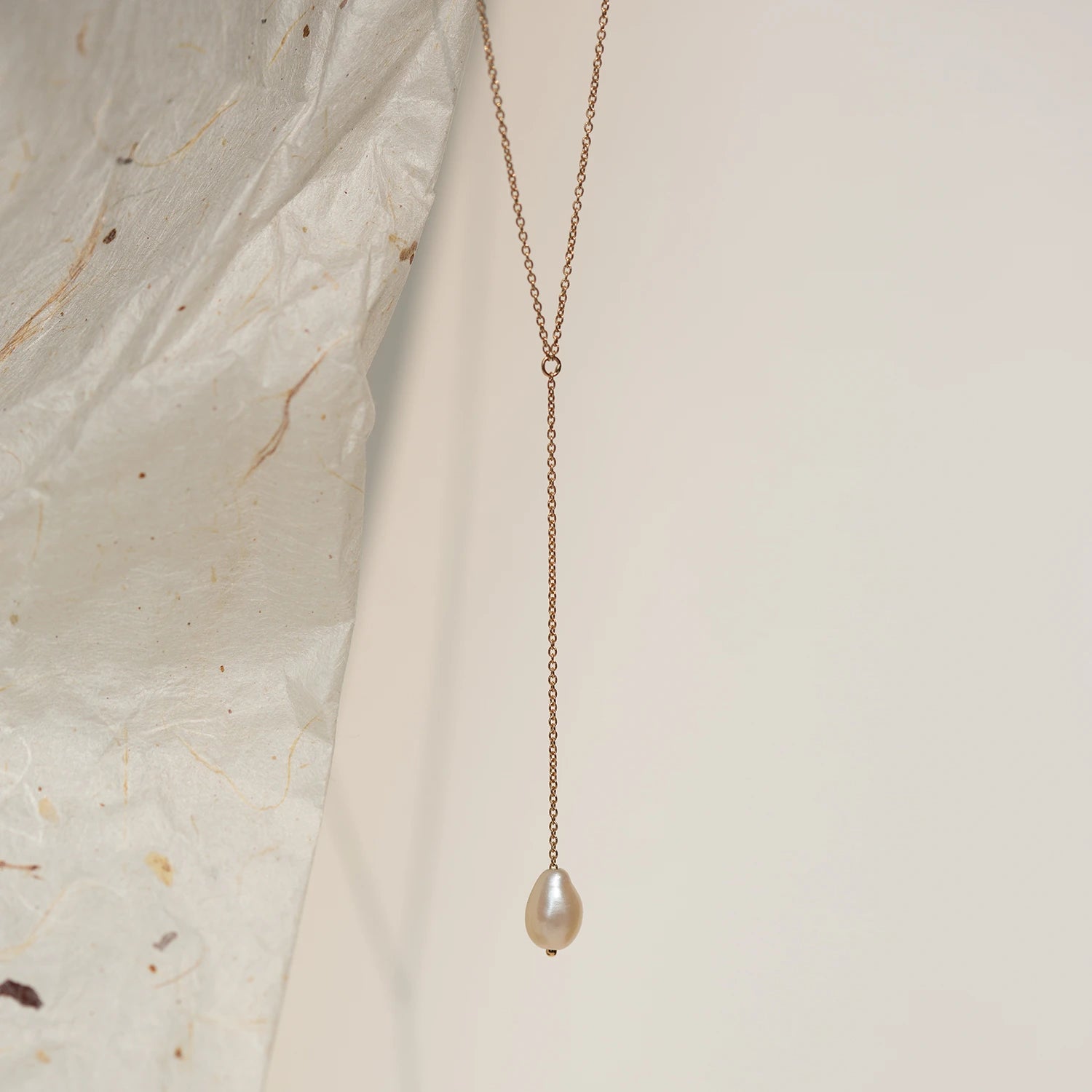 Sofia Perla Lariat Necklace - 14K Yellow Gold Pearl Necklace for Women, Elegant Layered Jewelry for Wedding, Party & Everyday Wear