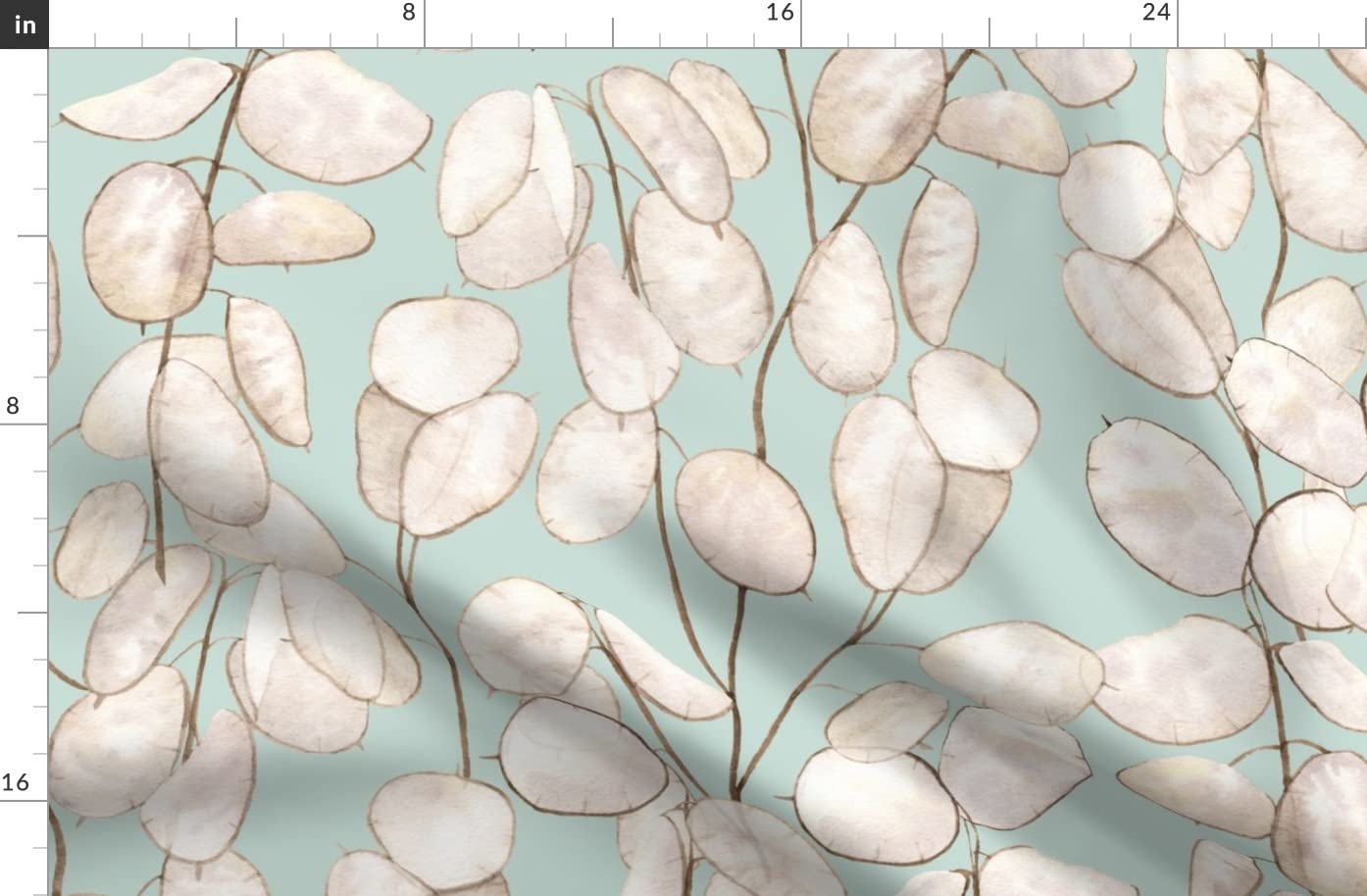 Spring Garden Pale Blue Botanical Printed Denim Fabric - Fat Quarter for Apparel, Home Decor & Upholstery | Earth Tone Neutral Design | Perfect for DIY Sewing, Curtains & Throw Pillows