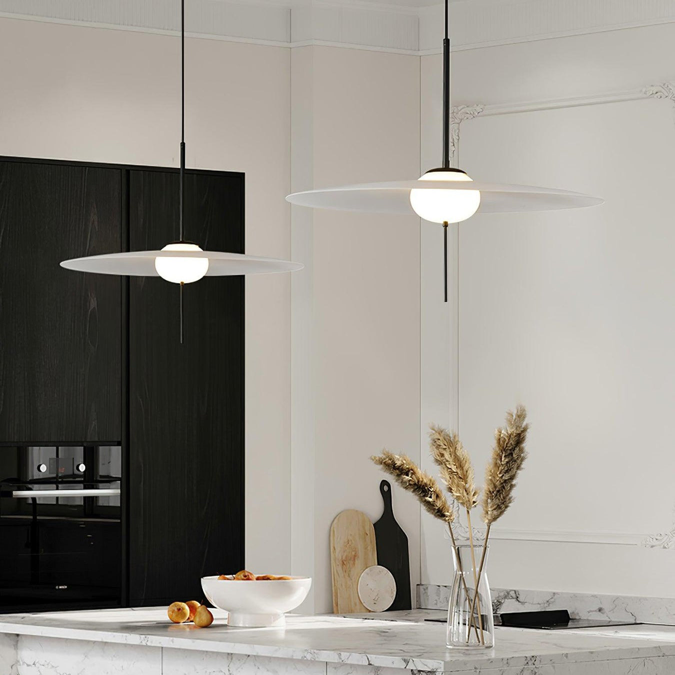 Modern Mono Pendant Light - Sleek Minimalist Hanging Fixture for Kitchen Island, Dining Room & Bedroom Lighting - Adjustable Height & Dimmable LED Bulb Compatible