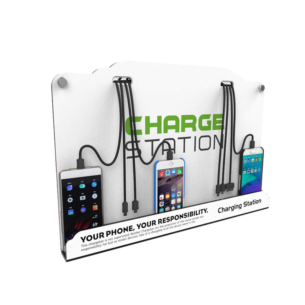 8-Port Wall Mounted Phone Charging Station with High-Speed Cables - Ideal for Airports, Hospitals, Banks, Hotels & Public Spaces - Fast Multi-Device Charging Solution for Businesses & High-Traffic Areas