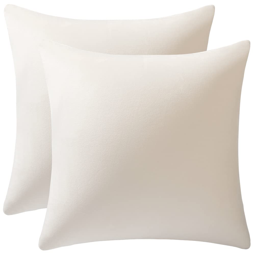 DEZENE 20x20 Inch Cream Velvet Couch Pillow Covers - 2 Pack Soft Square Throw Pillow Cases for Farmhouse, Living Room, Bedroom & Sofa Decor - Cozy Home Accent Pillows for Comfort and Style
