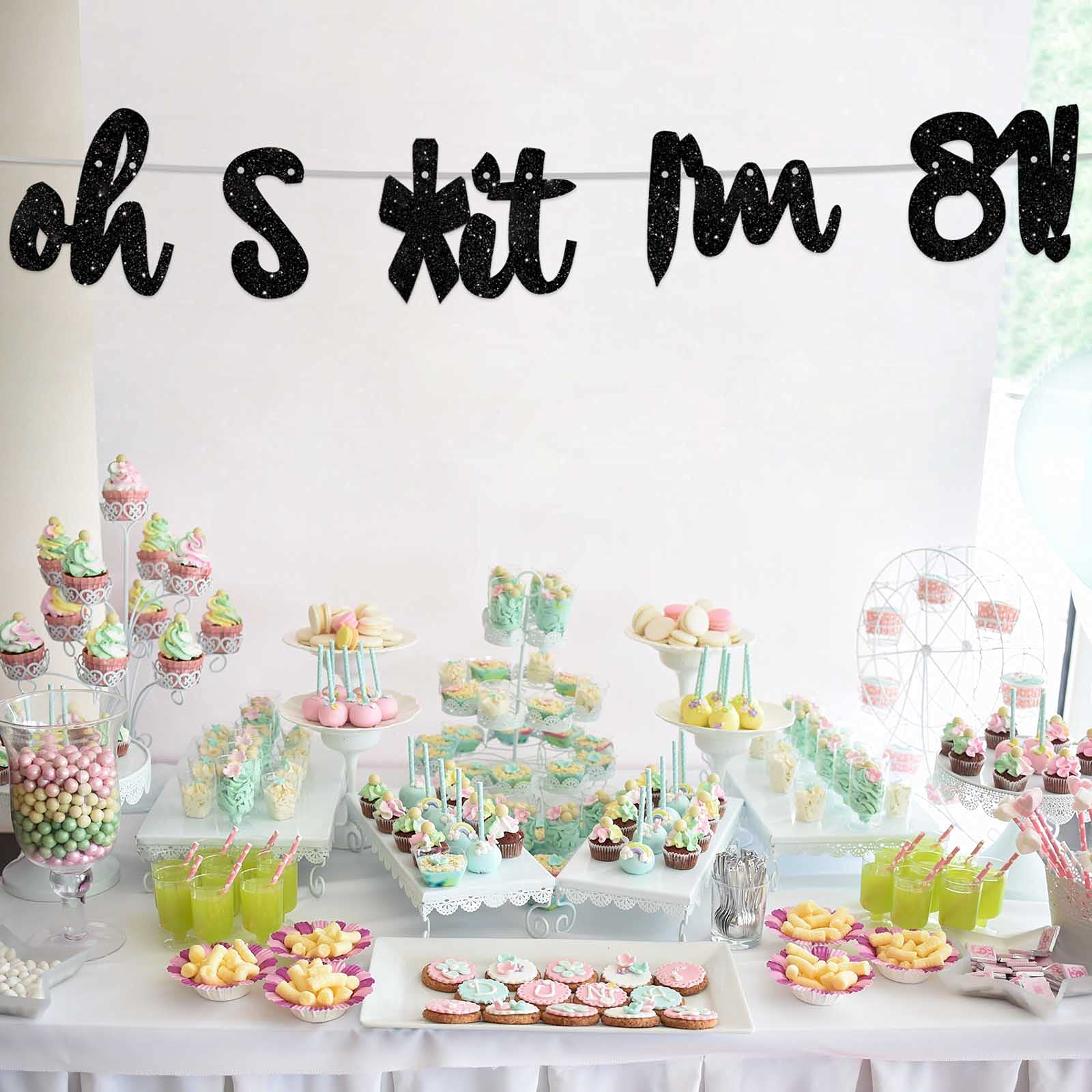 81st Birthday Party Decorations - Glitter Black 'Oh I'm 81!' Banner Backdrop, Photo Studio Props & Flag Decor Kit for Men & Women | Perfect for 81st Birthday Celebrations, Milestone Parties & Photo Booth Backgrounds
