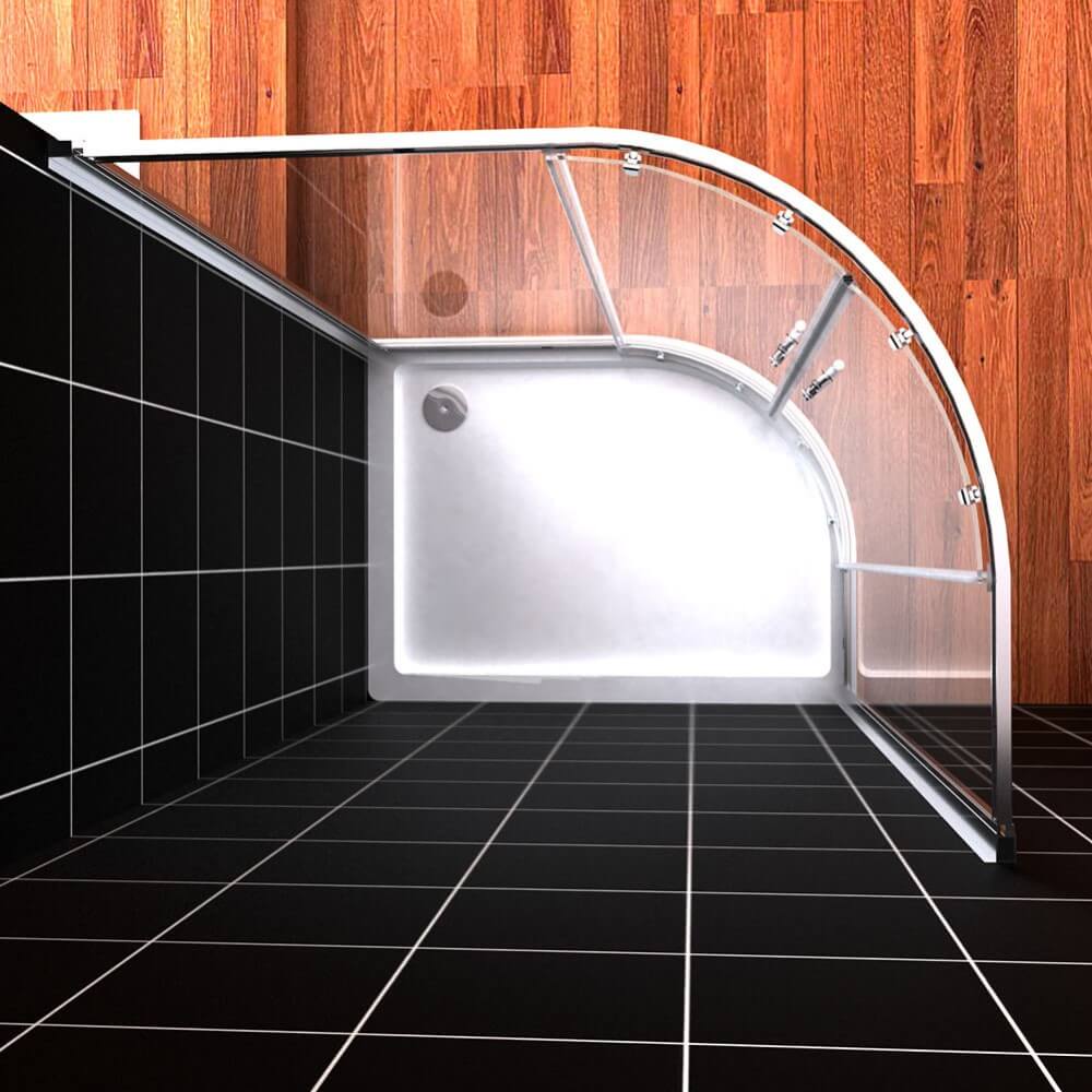 Premium Silver Curved Shower Enclosure with Round Sliding Door - 800mm/900mm/1000mm Sizes - Perfect for Modern Bathrooms & Spa-Like Showers