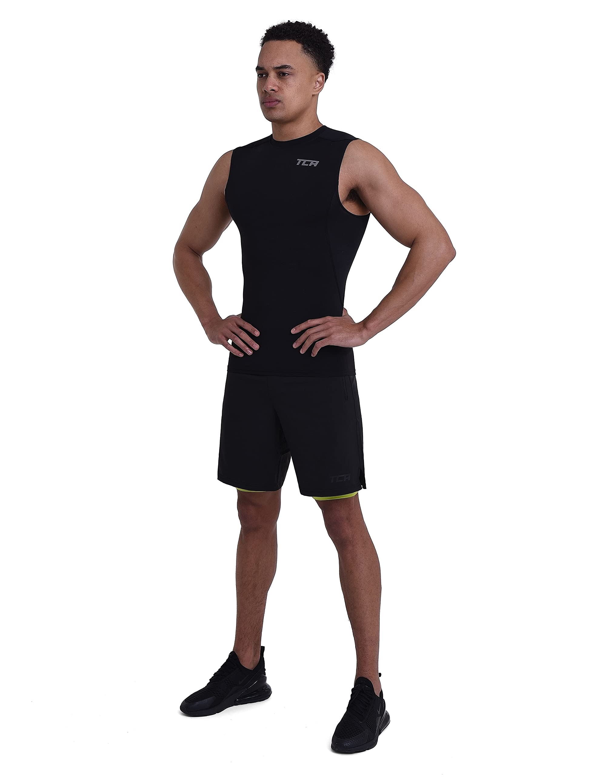 TCA Men's HyperFusion Compression Shirt - Moisture Wicking Base Layer for Workout, Training, Running & Gym - Breathable Compression Vest for Active Men - Ideal for Sports, Fitness & Outdoor Activities