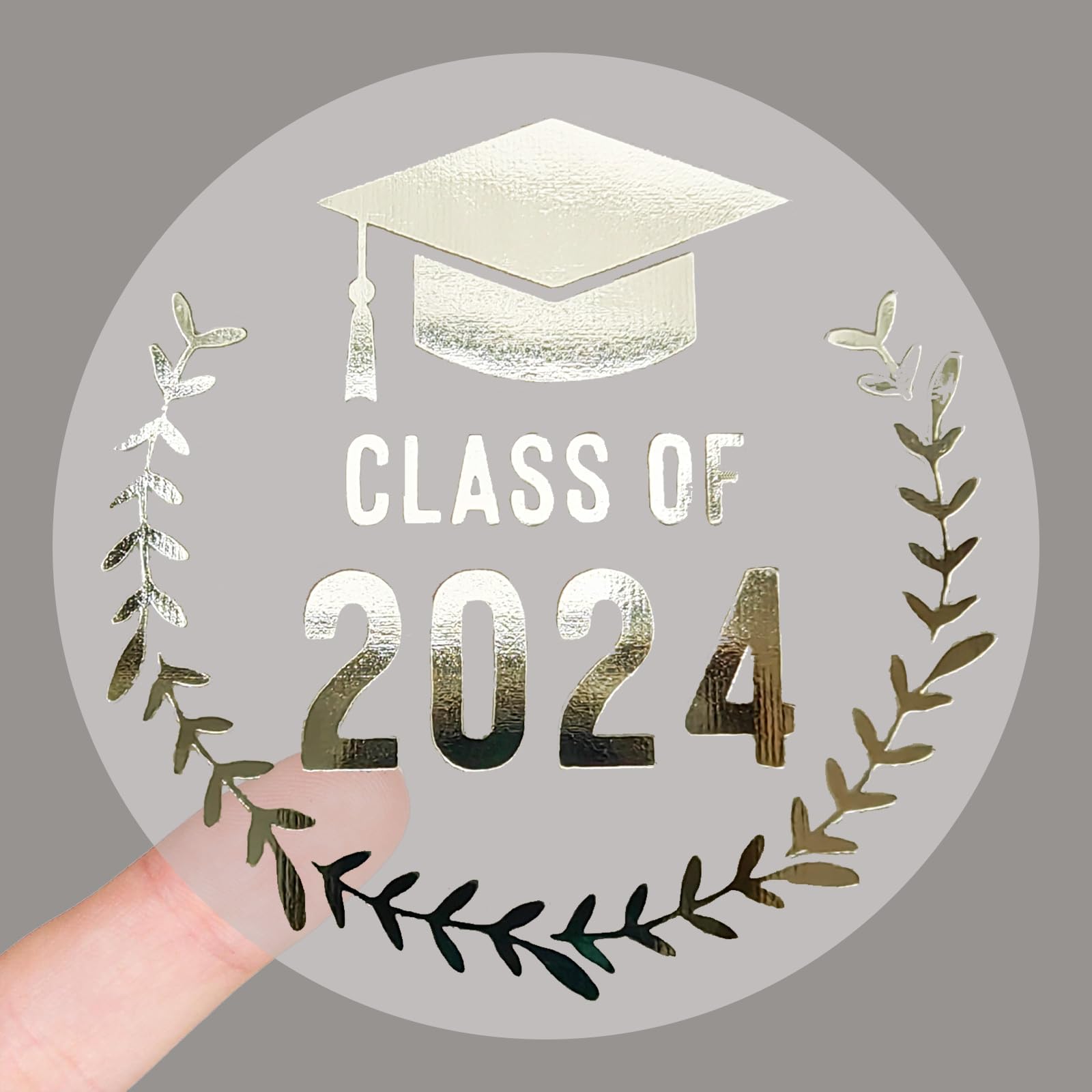 100 Pack Class of 2024 Graduation Stickers - Silver Foil Metallic Seal Congratulations Graduates Labels for Diploma, Invitations & Party Decorations - Perfect for Graduation Gifts, Scrapbooking & School Celebrations
