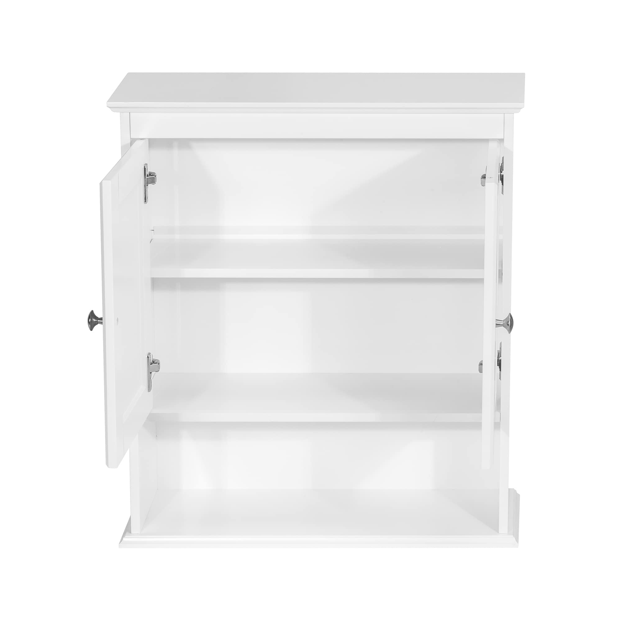 White Wooden Wall Mounted Bathroom Cabinet with Doors and Shelves - Over The Toilet Storage Organizer for Towels, Toiletries & Bathroom Essentials | Space-Saving Bathroom Decor