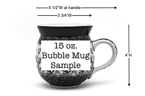 Polish Pottery Mug 15oz Bubble Unikat - Handmade Ceramic Cup for Coffee & Tea