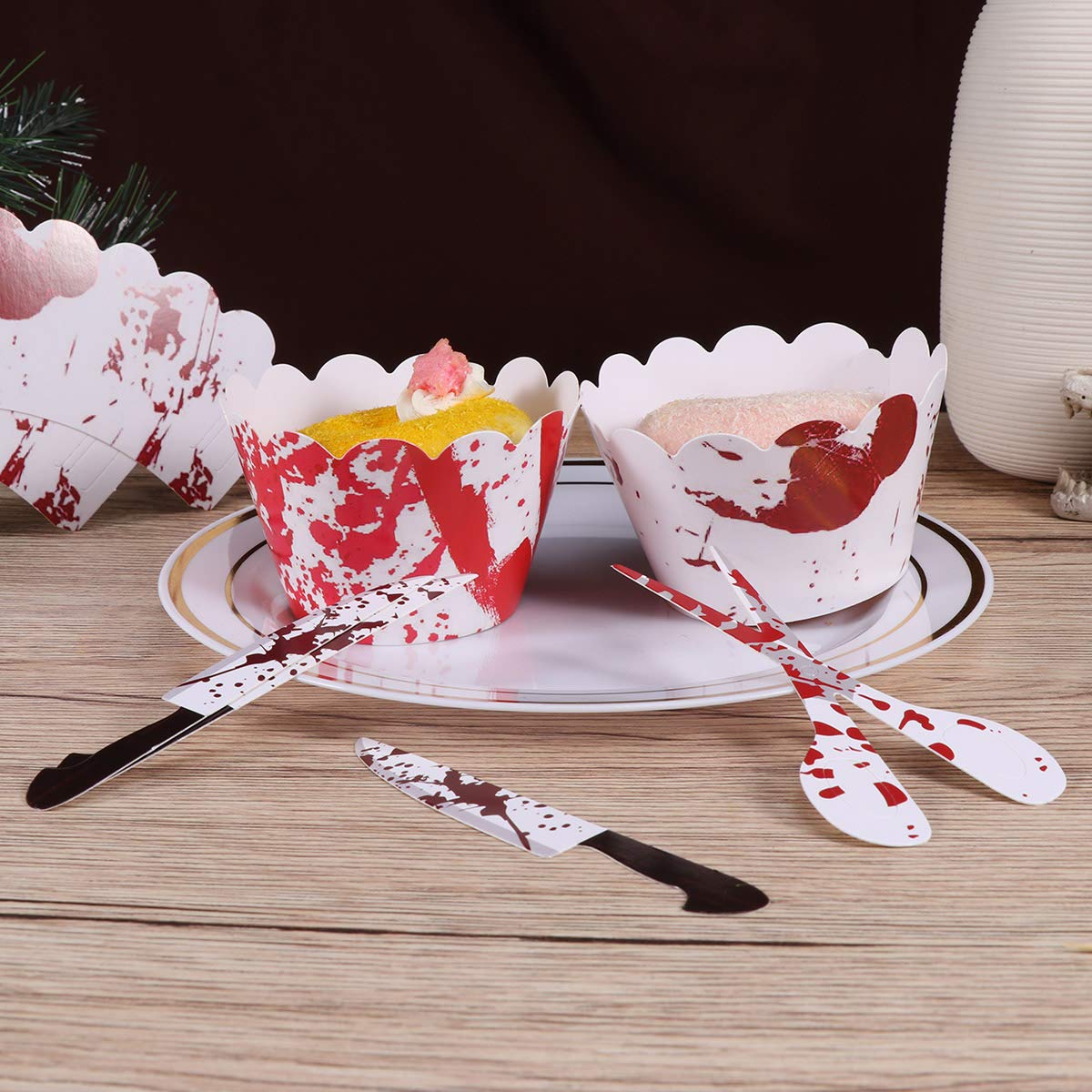 72pcs Halloween Cupcake Toppers & Cake Wrappers - Scary Ghost Pumpkin Bat Decorations for Halloween Party, Birthday, Wedding - Premium Paper Cupcake Toppers for Baking, Dessert, Candy Buffet