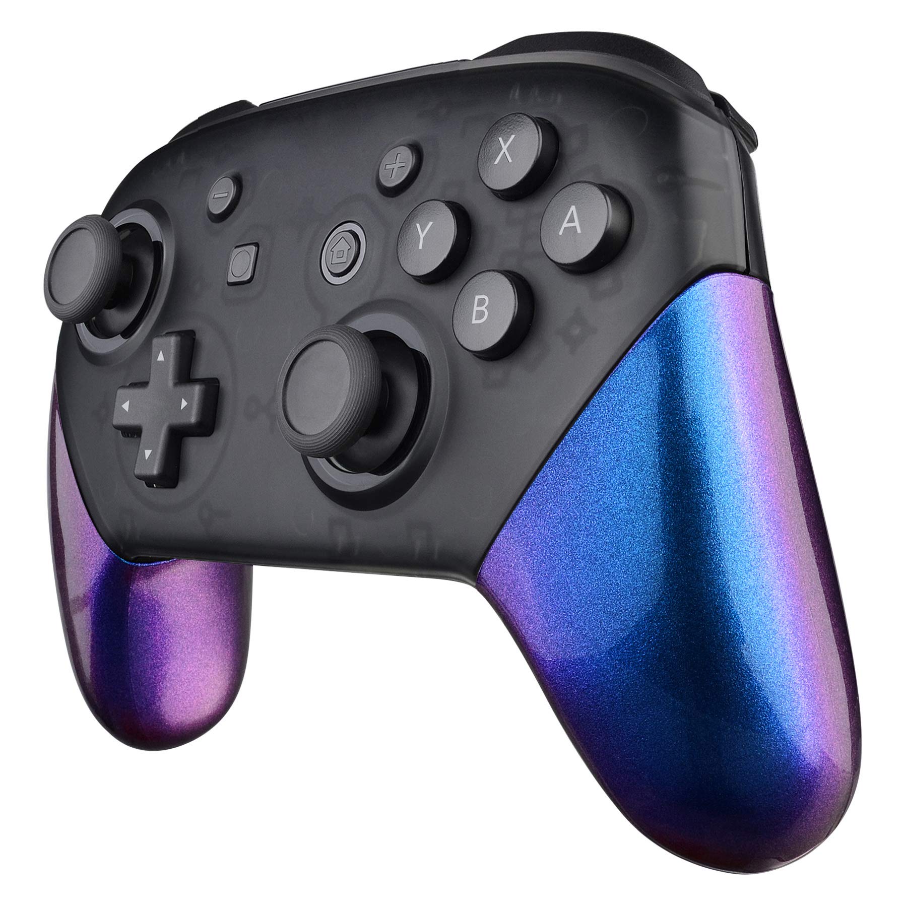 eXtremeRate Glossy Purple & Blue Custom Grip Case Replacement Shell for Nintendo Switch Pro Controller - Not a Gamepad - Perfect for Gaming, Travel & Home Use