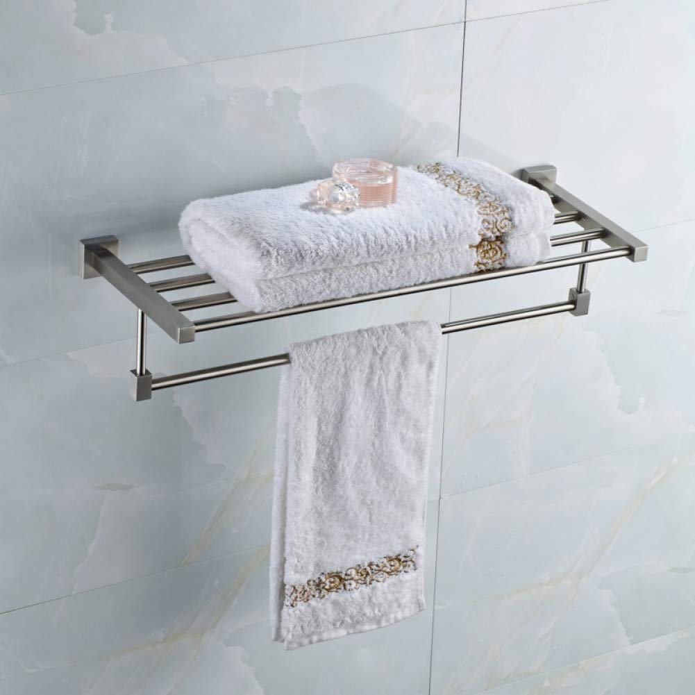 Stainless Steel Wall Mounted Foldable Bathroom Shelf & Towel Rack - 304 Grade Rustproof Organizer for Towels, Robes & Bath Accessories | Space-Saving Solution for Small Bathrooms & Spa-Like Showers