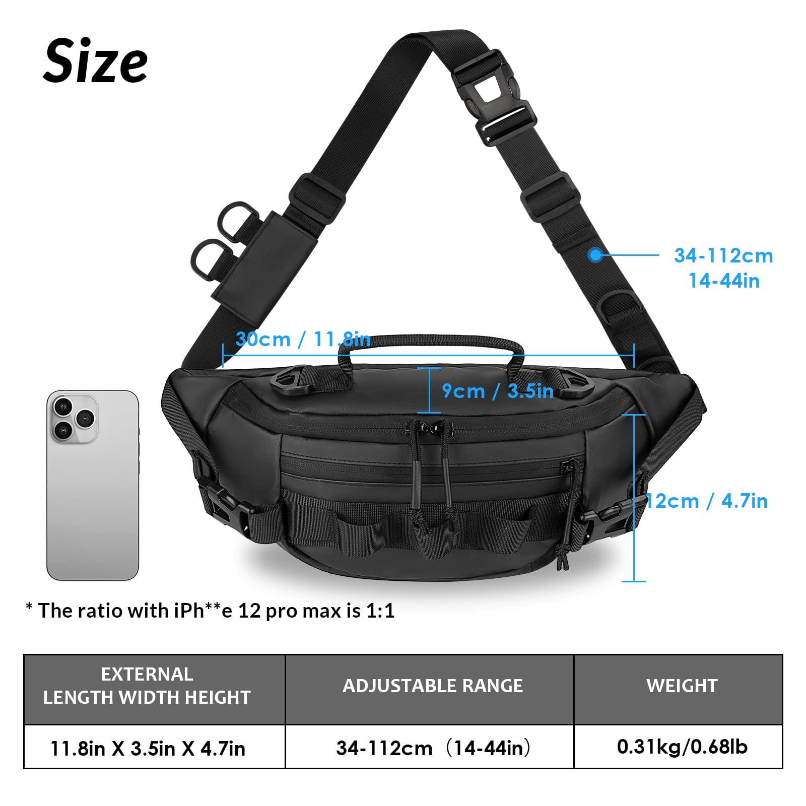 THKFISH Waterproof Fishing Tackle Waist Bag for Men & Women - Portable Outdoor Sling Pack for Fly Fishing, Hiking & Camping Gear Storage