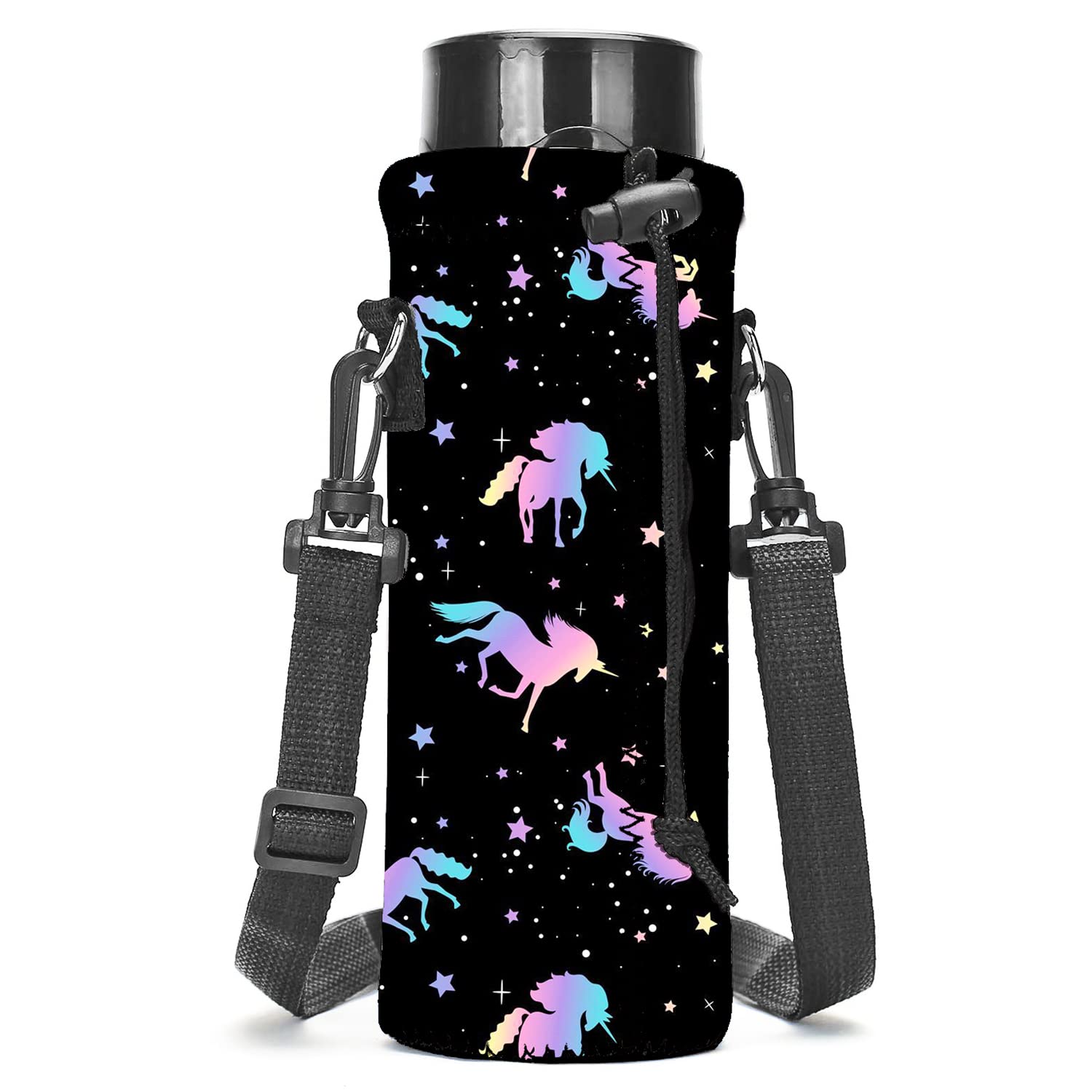 **Amary 500ML Neoprene Insulated Water Bottle Carrier Bag with Adjustable Shoulder Strap - Fits Stainless Steel, Glass & Plastic Bottles (16.9OZ) - Perfect for Gym, Hiking, Travel & Outdoor Activities (Unicorn Design)**