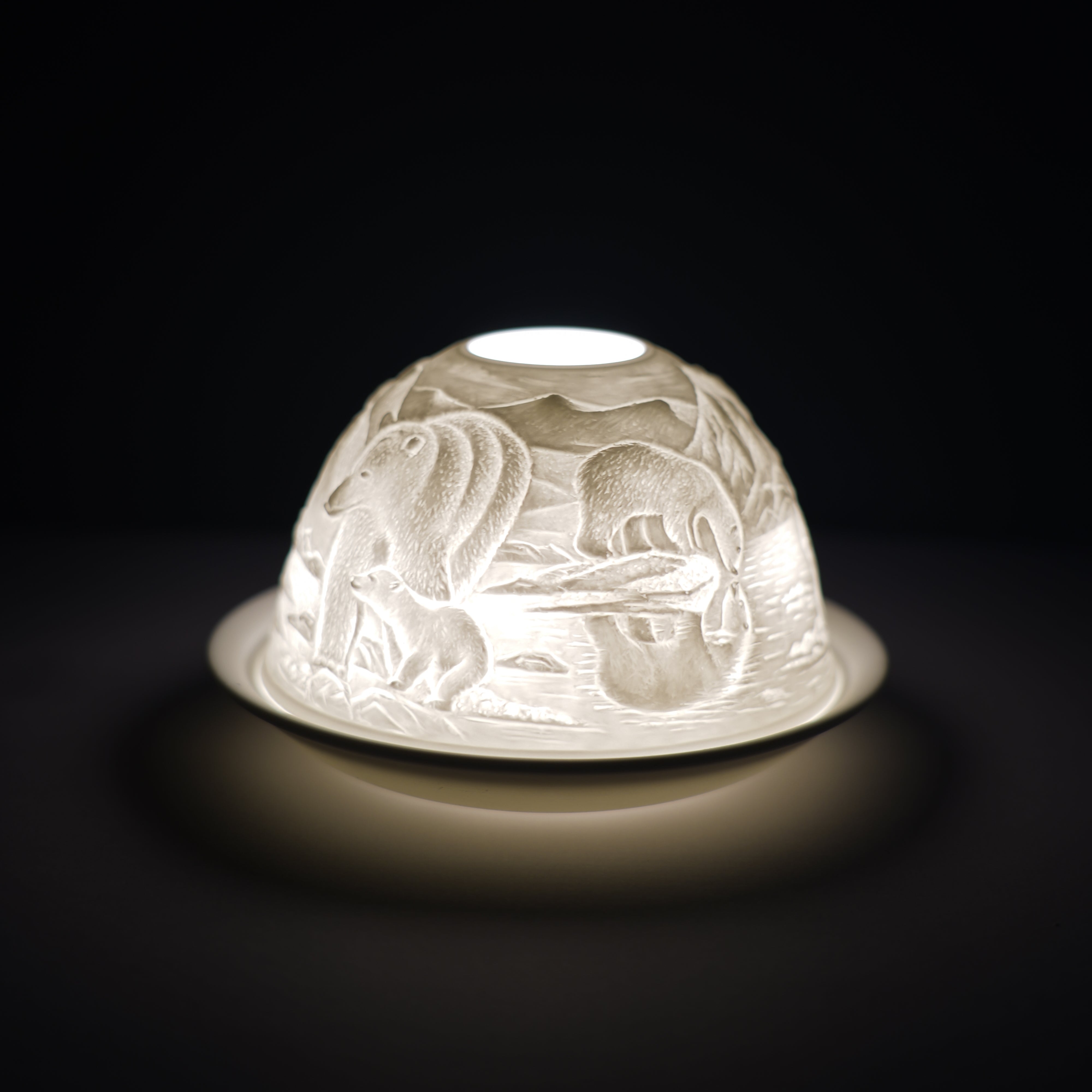 Polar Bear Tealight Candle Holder Dome - Elegant Glass Candle Cover for Home Decor, Wedding, Christmas & Winter Decorations