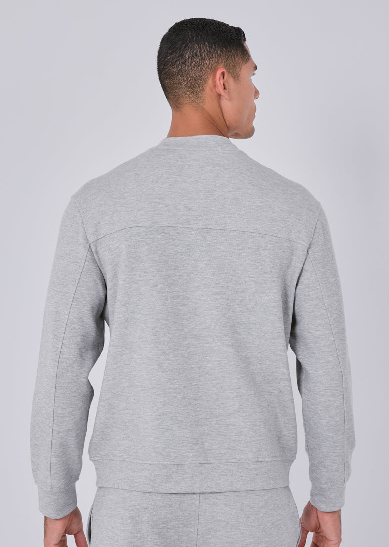Men's All-Around Lounge Bomber Jacket - Grey Marl - Comfortable Casual Wear for Home, Travel & Everyday Use