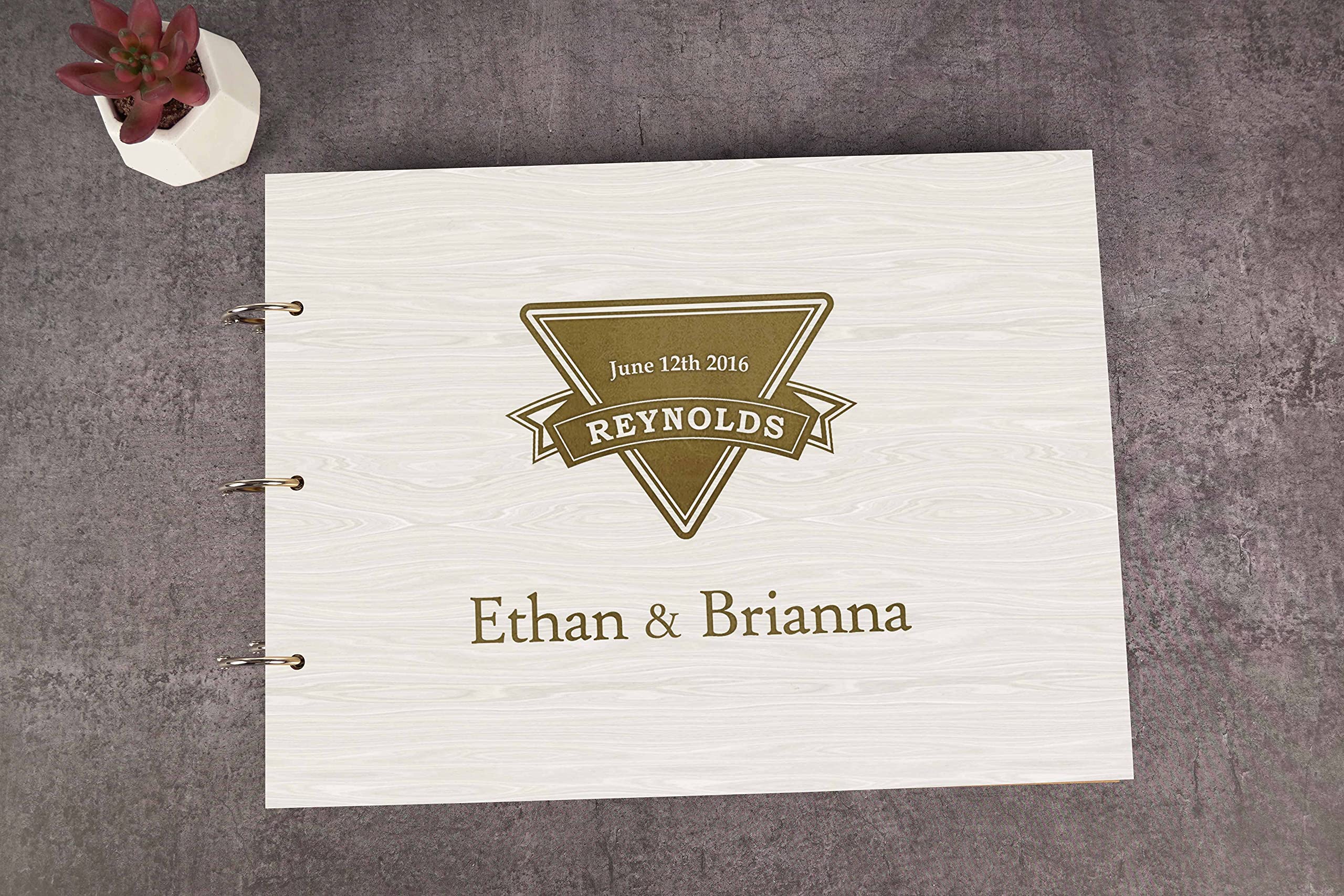 Personalized Laser Engraved Wedding Guest Book - Custom Wooden Cover Sign-in Registry for Bridal Shower, Anniversary & Special Events - Unique Keepsake Gift for Couples