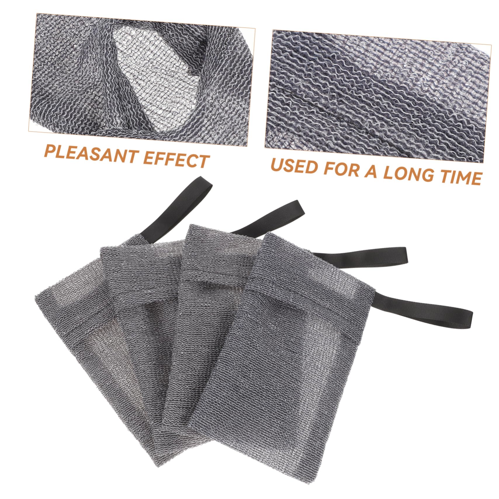 Minkissy 4-Pack Exfoliating Soap Mesh Bags with Pumice Stone for Feet - Nylon Fiber Soap Savers & Pouches for Bar Soap - Perfect for Bath, Shower & Travel Use