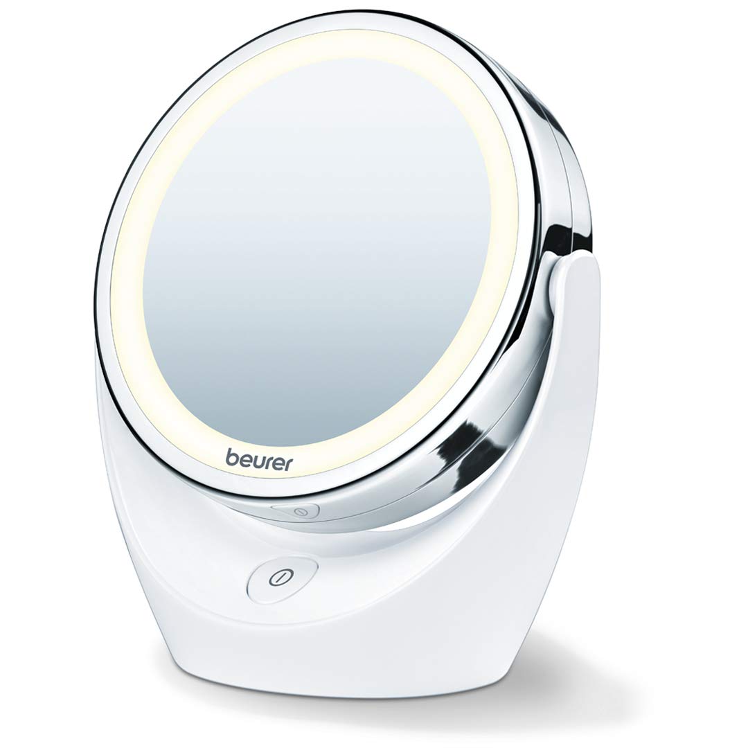 Beurer 5x Magnifying Double-Sided Cosmetic Vanity Makeup Mirror with LED Lights - 360° Swivel Rotation, Cordless (Model BS49) | Perfect for Makeup Application, Skincare Routine & Eyebrow Grooming
