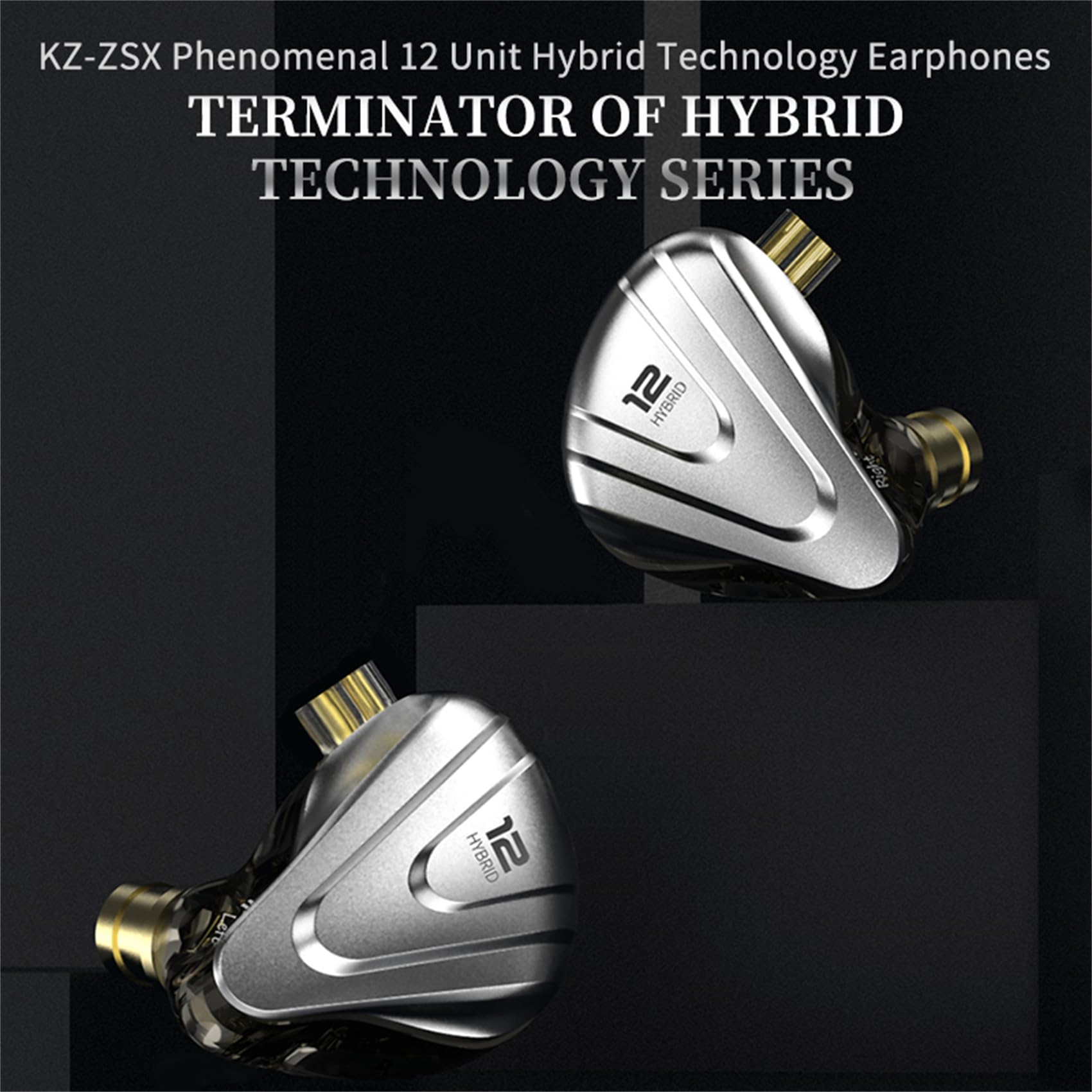 KZ ZSX 5BA+1DD Hybrid Driver HiFi In-Ear Monitors with Noise Cancelling, Comfort Fit IEM Earphones for Gaming, Studio Work, Live Performances - Black (Mic Included) | Perfect for Audiophiles, Musicians & Gamers
