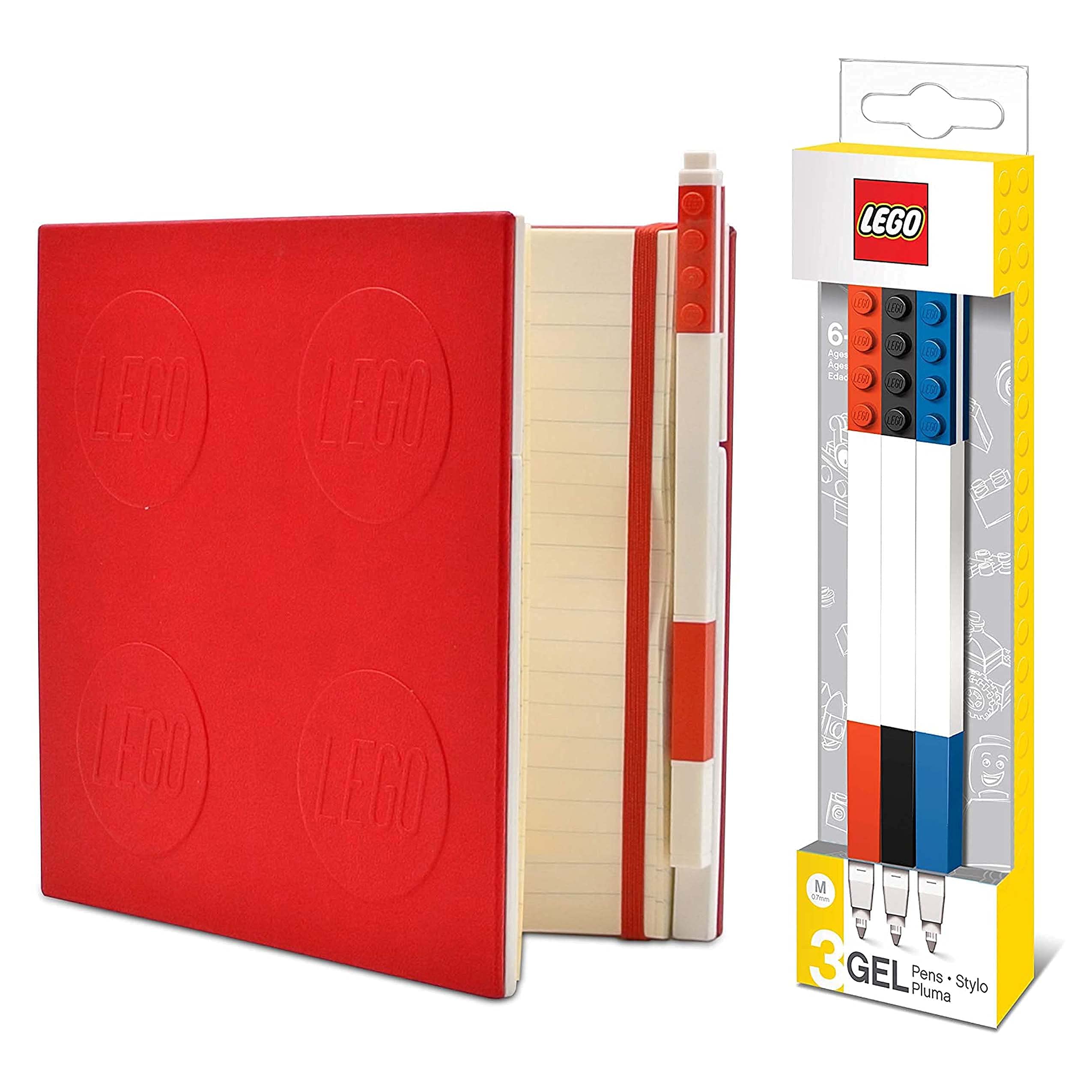 IQ LEGO Stationery Set - 3 Pack Gel Pens & Red Locking Notebook with Bonus Red Gel Pen | Fun Writing Tools for School, Office & LEGO Fans | Perfect Gift for Students & Collectors