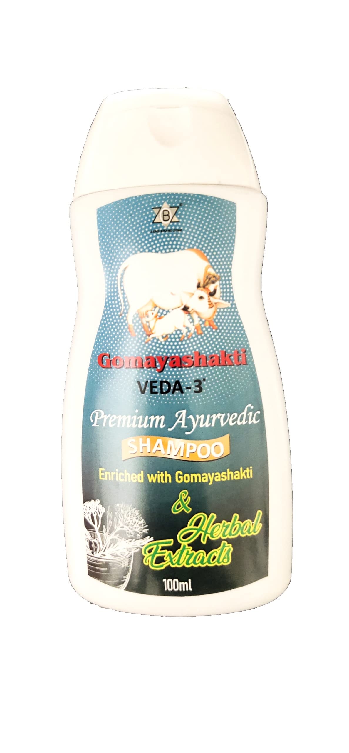 GOMAYASHAKTI VEDA 3 Premium Ayurvedic Herbal Shampoo for Damaged Hair - Natural Hair Fall Control with Aloe Vera, Amla & Bhringraj | Sulfate & Paraben Free (100ml) | Daily Use for Men & Women to Strengthen & Thicken Hair - Perfect for Dry, Brittle Hair & Scalp Care