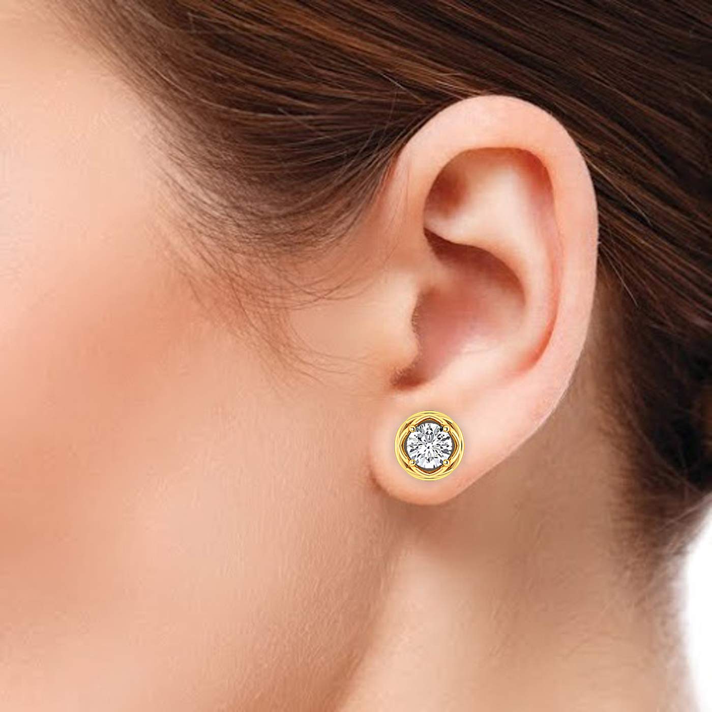 0.30-4.00 Carat Round Brilliant Cut Moissanite Stud Earrings in 14K Yellow Gold (FG Color, VVS Clarity) - Perfect for Back to School, Graduation Gifts & Everyday Elegance