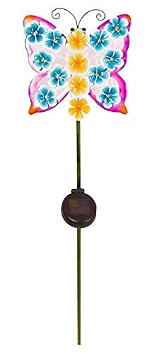 Butterfly with Flowers Solar LED Waterproof Outdoor Garden Stake Light - Decorative Solar Powered Landscape Lighting for Yard, Lawn, Patio, Deck, Pathway, Pond, Backyard | Perfect for Evening Garden Ambiance and Pathway Illumination
