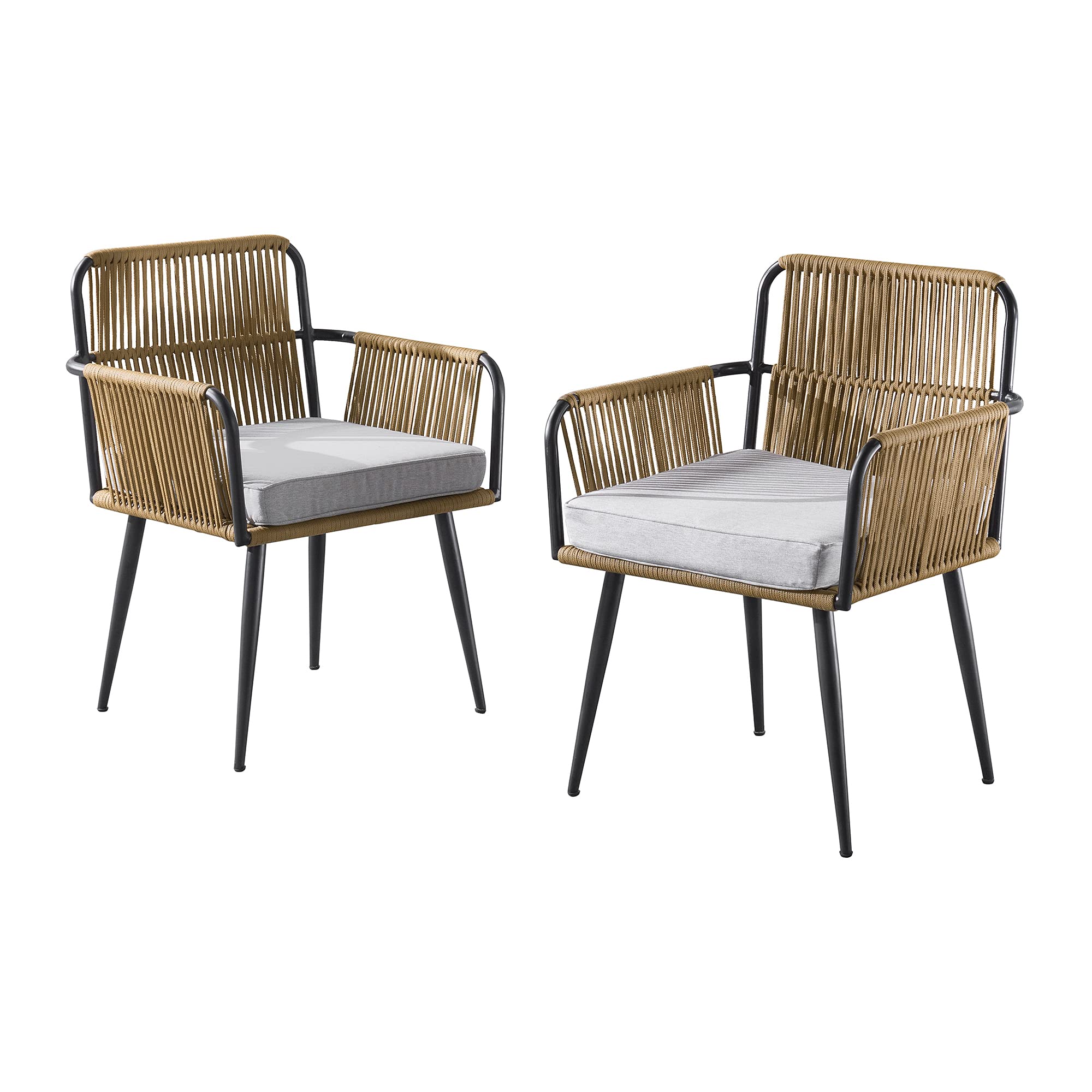 Alburgh All-Weather Outdoor Bistro Set - 4 Mixed-Material Rope Chairs with Cushions & 30-inch Weather-Resistant Table - Perfect for Patio, Garden, Poolside & Backyard Dining